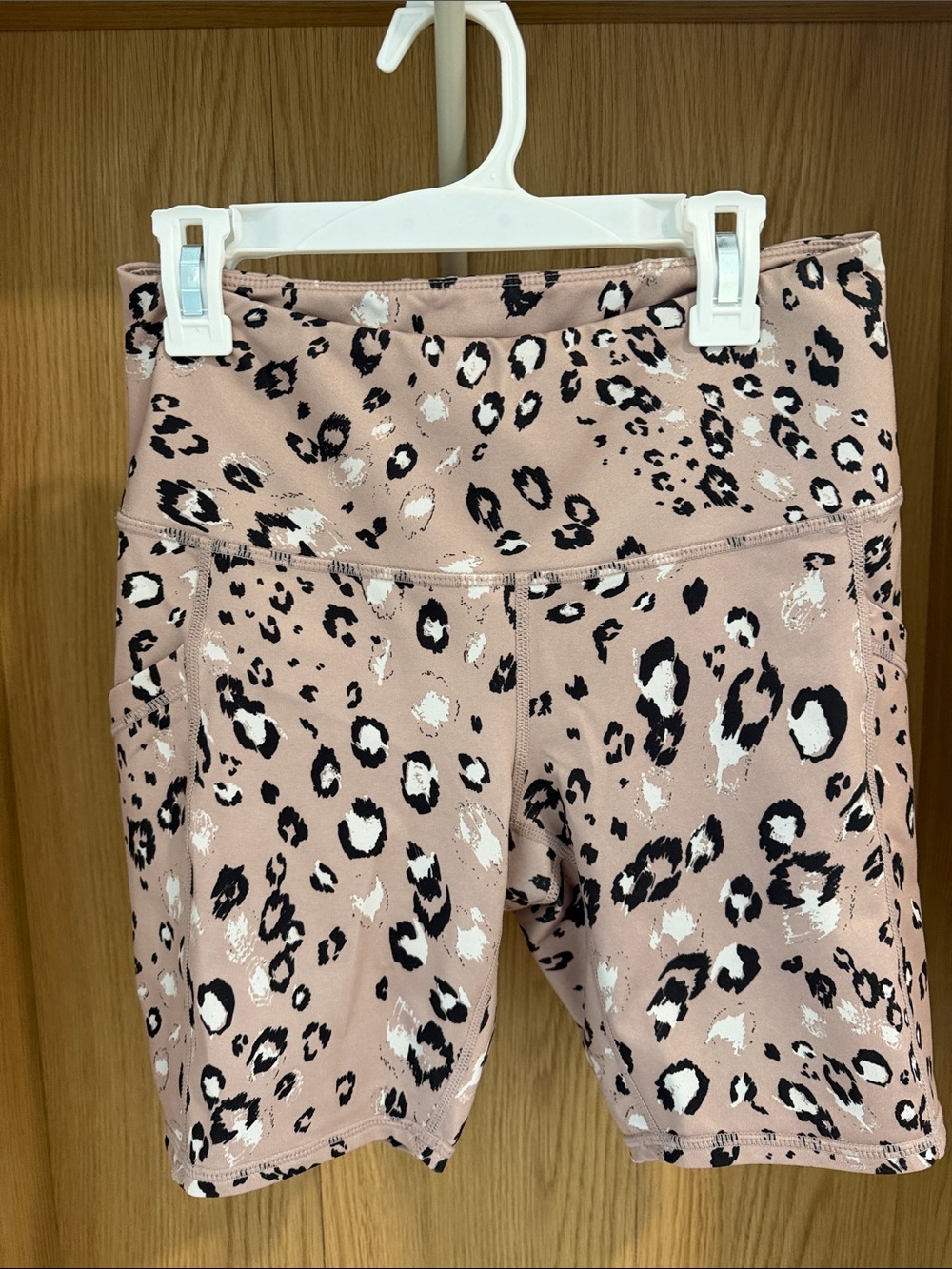 REVOLVE Leopard Print High-Waist Bike Shorts - Blush and Black